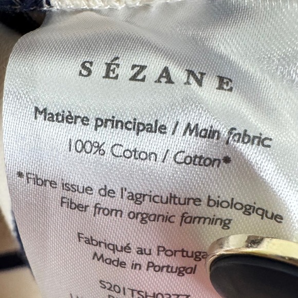 Sezane Colette Mariniere Top Womens M Ecru Navy Striped Shirt Nautical Preppy - Picture 6 of 7